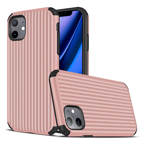 Silikon Hülle Handyhülle Gummi Schutzhülle Tasche Line Z01 für Apple iPhone 11 Rosegold