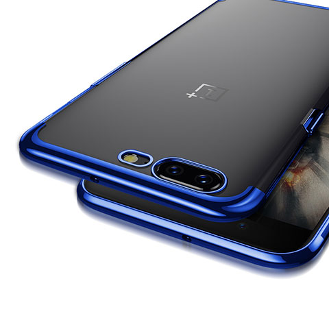 Silikon Hülle Handyhülle Rahmen Schutzhülle Durchsichtig Transparent Matt für OnePlus 5 Blau