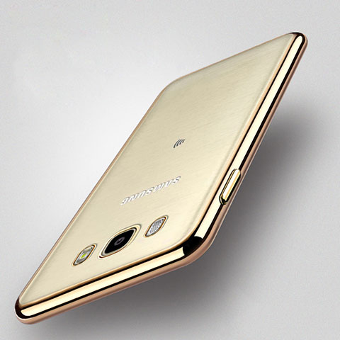 Silikon Hülle Handyhülle Rahmen Schutzhülle Durchsichtig Transparent Matt für Samsung Galaxy J5 Duos (2016) Gold