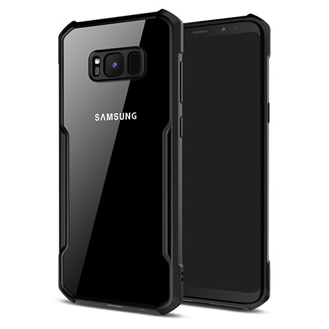 Silikon Hülle Handyhülle Rahmen Schutzhülle Durchsichtig Transparent Spiegel 360 Grad R02 für Samsung Galaxy S8 Schwarz