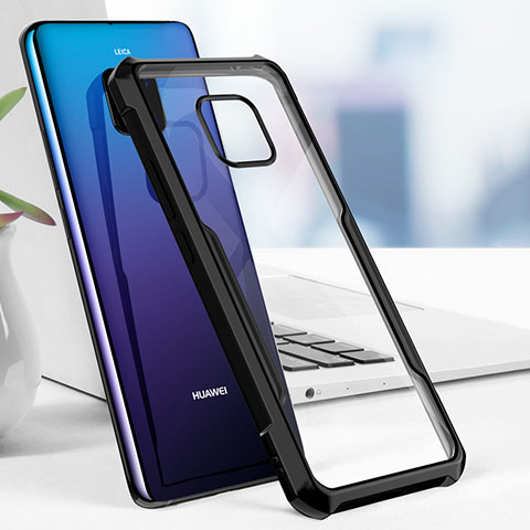 Silikon Hülle Handyhülle Rahmen Schutzhülle Durchsichtig Transparent Spiegel für Huawei Mate 20 Pro Schwarz