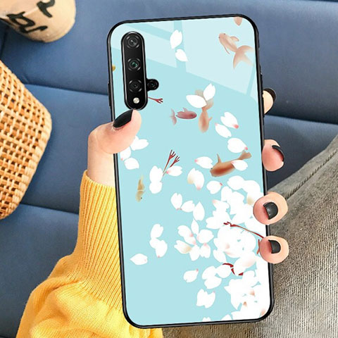 Silikon Hülle Handyhülle Rahmen Schutzhülle Spiegel Blumen für Huawei Nova 5T Cyan