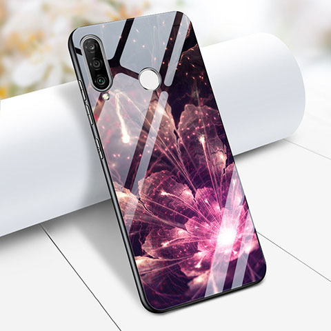 Silikon Hülle Handyhülle Rahmen Schutzhülle Spiegel Blumen für Huawei P30 Lite XL Violett