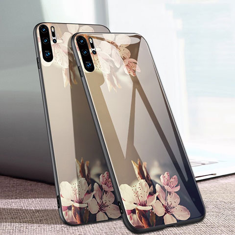 Silikon Hülle Handyhülle Rahmen Schutzhülle Spiegel Blumen für Huawei P30 Pro Gold