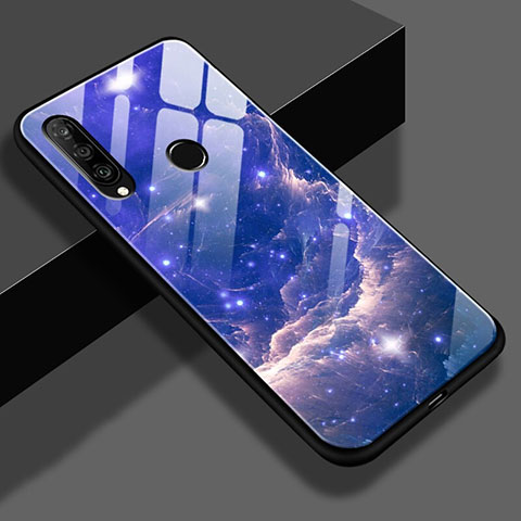 Silikon Hülle Handyhülle Rahmen Schutzhülle Spiegel Sternenhimmel S01 für Huawei P30 Lite New Edition Blau