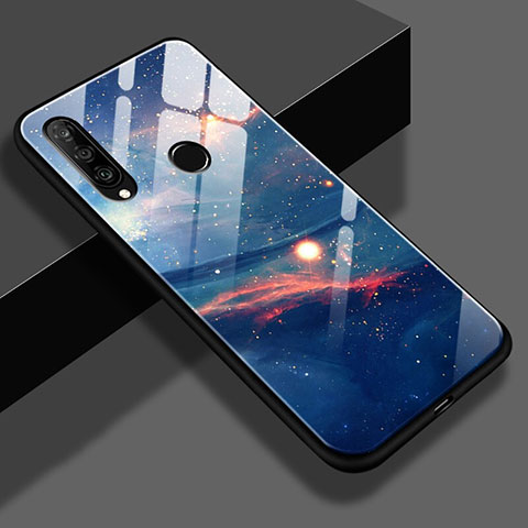 Silikon Hülle Handyhülle Rahmen Schutzhülle Spiegel Sternenhimmel S02 für Huawei P30 Lite New Edition Blau