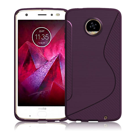 Silikon Hülle Handyhülle S-Line Schutzhülle Durchsichtig Transparent für Motorola Moto Z Play Violett