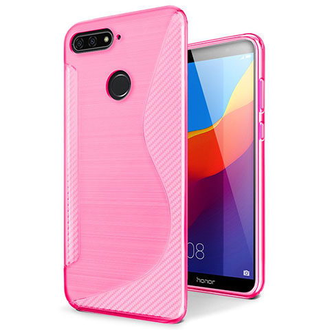 Silikon Hülle Handyhülle S-Line Schutzhülle Tasche Durchsichtig Transparent für Huawei Y6 (2018) Rosa