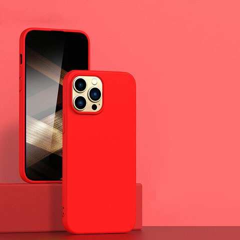 Silikon Hülle Handyhülle Ultra Dünn Flexible Schutzhülle 360 Grad Ganzkörper Tasche für Apple iPhone 15 Pro Rot