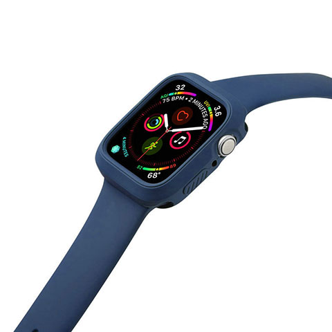 Silikon Hülle Handyhülle Ultra Dünn Flexible Schutzhülle 360 Grad Ganzkörper Tasche für Apple iWatch 5 44mm Blau