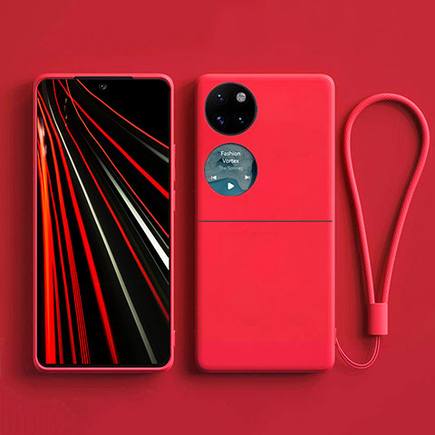 Silikon Hülle Handyhülle Ultra Dünn Flexible Schutzhülle 360 Grad Ganzkörper Tasche für Huawei P60 Pocket Rot