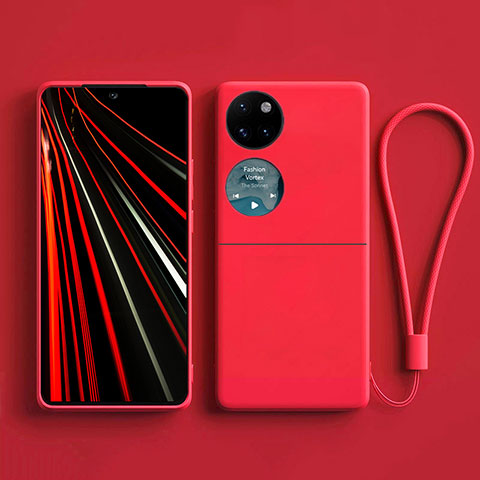 Silikon Hülle Handyhülle Ultra Dünn Flexible Schutzhülle 360 Grad Ganzkörper Tasche für Huawei Pocket S Rot