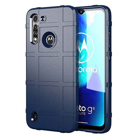 Silikon Hülle Handyhülle Ultra Dünn Flexible Schutzhülle 360 Grad Ganzkörper Tasche für Motorola Moto G8 Power Lite Blau