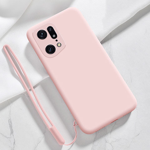 Silikon Hülle Handyhülle Ultra Dünn Flexible Schutzhülle 360 Grad Ganzkörper Tasche für Oppo Find X5 5G Rosa