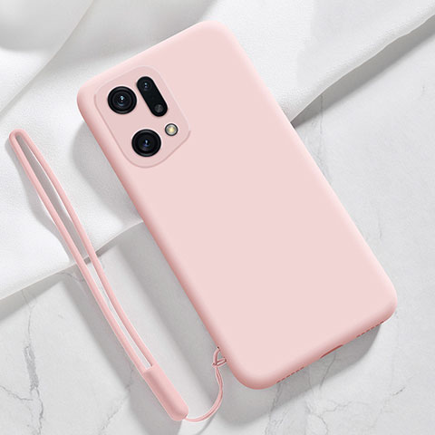 Silikon Hülle Handyhülle Ultra Dünn Flexible Schutzhülle 360 Grad Ganzkörper Tasche für Oppo Find X5 Pro 5G Rosa