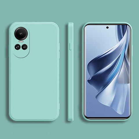 Silikon Hülle Handyhülle Ultra Dünn Flexible Schutzhülle 360 Grad Ganzkörper Tasche für Oppo Reno10 5G Cyan