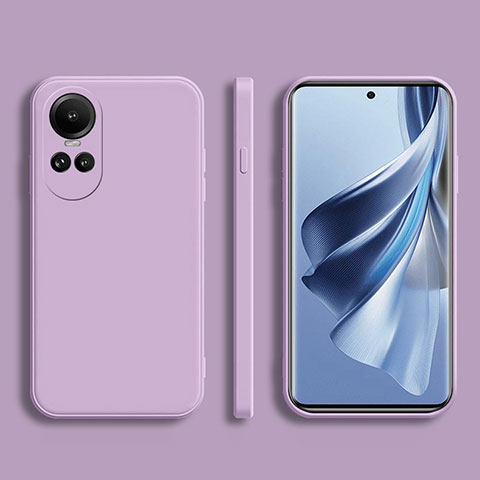 Silikon Hülle Handyhülle Ultra Dünn Flexible Schutzhülle 360 Grad Ganzkörper Tasche für Oppo Reno10 Pro 5G Helles Lila