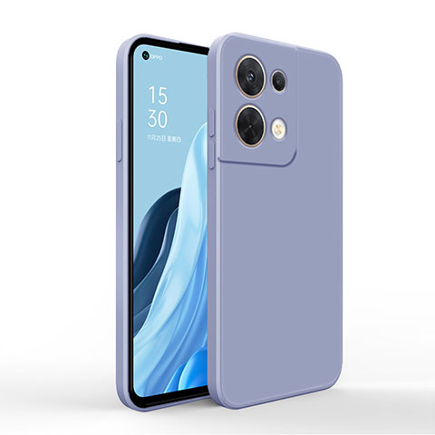 Silikon Hülle Handyhülle Ultra Dünn Flexible Schutzhülle 360 Grad Ganzkörper Tasche für Oppo Reno8 Pro+ Plus 5G Lavendel Grau