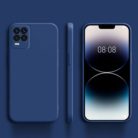 Silikon Hülle Handyhülle Ultra Dünn Flexible Schutzhülle 360 Grad Ganzkörper Tasche für Realme 8 4G Blau