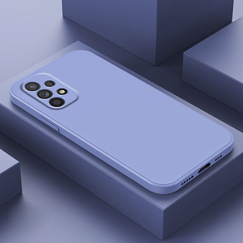 Silikon Hülle Handyhülle Ultra Dünn Flexible Schutzhülle 360 Grad Ganzkörper Tasche für Samsung Galaxy A23 4G Lavendel Grau