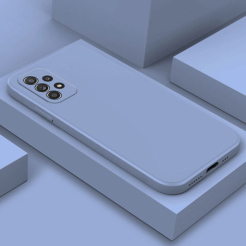 Silikon Hülle Handyhülle Ultra Dünn Flexible Schutzhülle 360 Grad Ganzkörper Tasche für Samsung Galaxy A52 4G Lavendel Grau