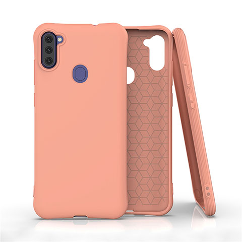 Silikon Hülle Handyhülle Ultra Dünn Flexible Schutzhülle 360 Grad Ganzkörper Tasche für Samsung Galaxy M11 Orange