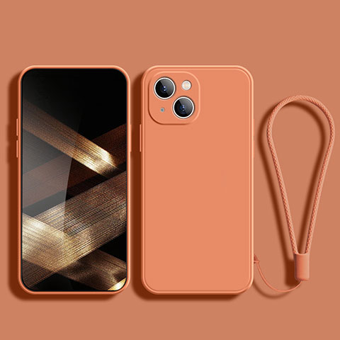 Silikon Hülle Handyhülle Ultra Dünn Flexible Schutzhülle 360 Grad Ganzkörper Tasche G02 für Apple iPhone 15 Orange