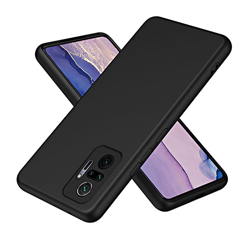 Silikon Hülle Handyhülle Ultra Dünn Flexible Schutzhülle 360 Grad Ganzkörper Tasche H01P für Xiaomi Redmi Note 10 Pro 4G Schwarz