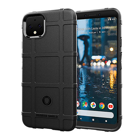 Silikon Hülle Handyhülle Ultra Dünn Flexible Schutzhülle 360 Grad Ganzkörper Tasche J01S für Google Pixel 4 XL Schwarz