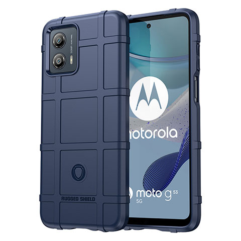 Silikon Hülle Handyhülle Ultra Dünn Flexible Schutzhülle 360 Grad Ganzkörper Tasche J01S für Motorola Moto G53 5G Blau