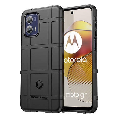 Silikon Hülle Handyhülle Ultra Dünn Flexible Schutzhülle 360 Grad Ganzkörper Tasche J01S für Motorola Moto G73 5G Schwarz