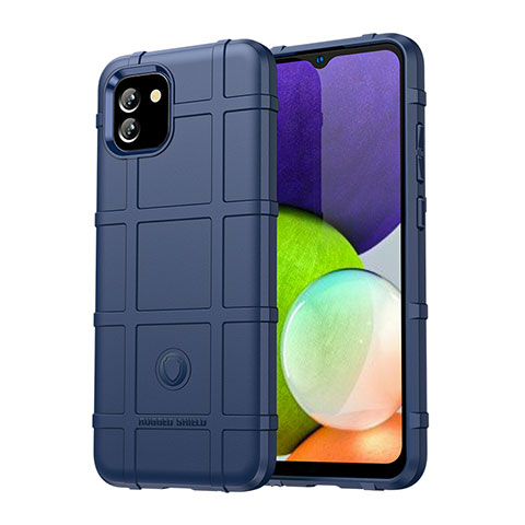 Silikon Hülle Handyhülle Ultra Dünn Flexible Schutzhülle 360 Grad Ganzkörper Tasche J01S für Samsung Galaxy A03 Blau