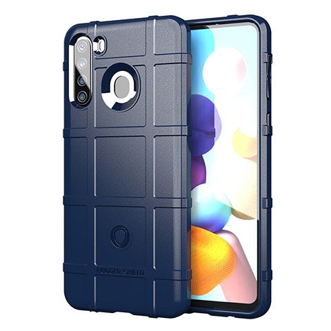 Silikon Hülle Handyhülle Ultra Dünn Flexible Schutzhülle 360 Grad Ganzkörper Tasche J01S für Samsung Galaxy A21 European Blau