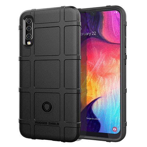 Silikon Hülle Handyhülle Ultra Dünn Flexible Schutzhülle 360 Grad Ganzkörper Tasche J01S für Samsung Galaxy A50S Schwarz