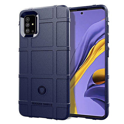 Silikon Hülle Handyhülle Ultra Dünn Flexible Schutzhülle 360 Grad Ganzkörper Tasche J01S für Samsung Galaxy A51 5G Blau