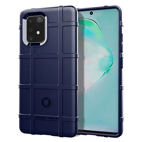 Silikon Hülle Handyhülle Ultra Dünn Flexible Schutzhülle 360 Grad Ganzkörper Tasche J01S für Samsung Galaxy A91 Blau