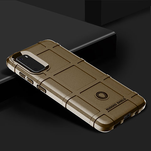 Silikon Hülle Handyhülle Ultra Dünn Flexible Schutzhülle 360 Grad Ganzkörper Tasche J01S für Samsung Galaxy S20 5G Braun
