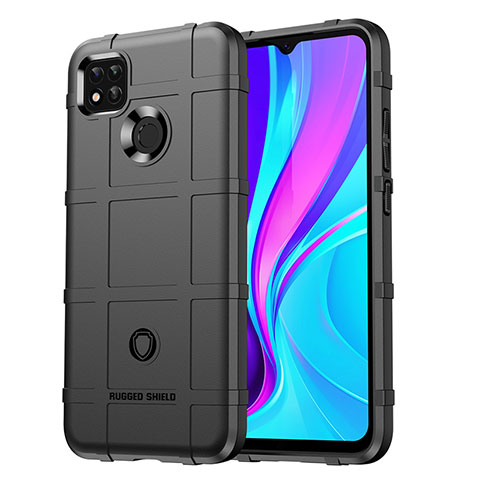 Silikon Hülle Handyhülle Ultra Dünn Flexible Schutzhülle 360 Grad Ganzkörper Tasche J01S für Xiaomi Redmi 9 Activ Schwarz