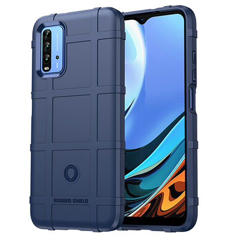 Silikon Hülle Handyhülle Ultra Dünn Flexible Schutzhülle 360 Grad Ganzkörper Tasche J01S für Xiaomi Redmi 9 Power Blau