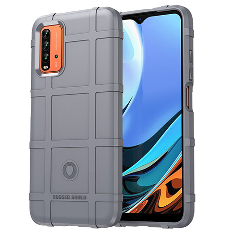 Silikon Hülle Handyhülle Ultra Dünn Flexible Schutzhülle 360 Grad Ganzkörper Tasche J01S für Xiaomi Redmi 9 Power Grau