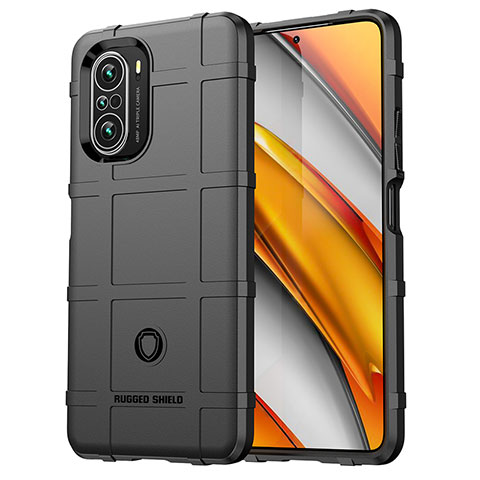 Silikon Hülle Handyhülle Ultra Dünn Flexible Schutzhülle 360 Grad Ganzkörper Tasche J01S für Xiaomi Redmi K40 Pro 5G Schwarz