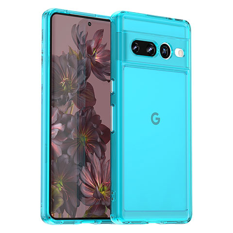 Silikon Hülle Handyhülle Ultra Dünn Flexible Schutzhülle 360 Grad Ganzkörper Tasche J02S für Google Pixel 7 Pro 5G Cyan