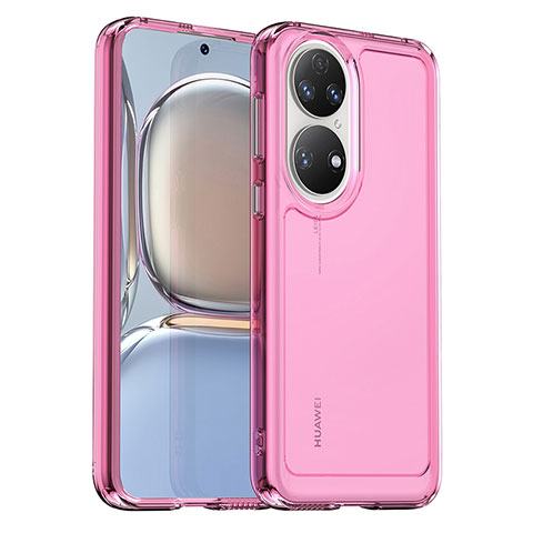 Silikon Hülle Handyhülle Ultra Dünn Flexible Schutzhülle 360 Grad Ganzkörper Tasche J02S für Huawei P50 Pink