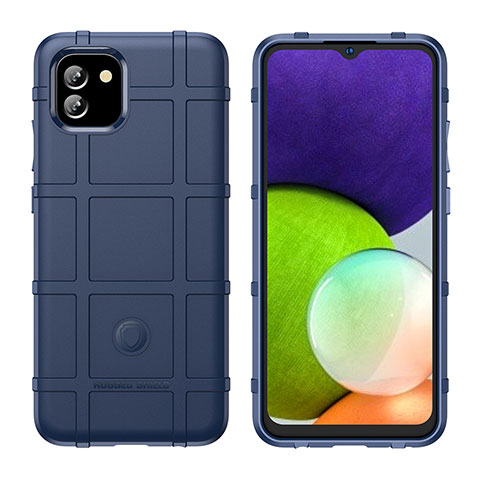 Silikon Hülle Handyhülle Ultra Dünn Flexible Schutzhülle 360 Grad Ganzkörper Tasche J02S für Samsung Galaxy A03 Blau