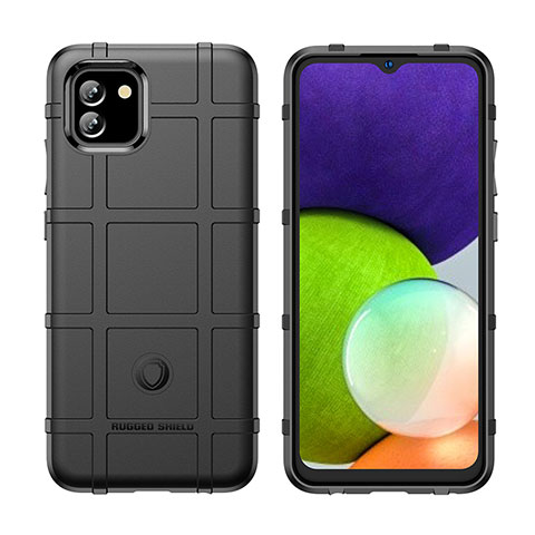 Silikon Hülle Handyhülle Ultra Dünn Flexible Schutzhülle 360 Grad Ganzkörper Tasche J02S für Samsung Galaxy A03 Schwarz