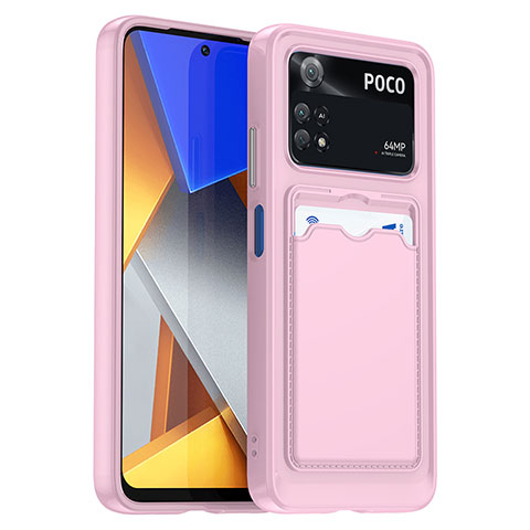 Silikon Hülle Handyhülle Ultra Dünn Flexible Schutzhülle 360 Grad Ganzkörper Tasche J02S für Xiaomi Poco M4 Pro 4G Rosa