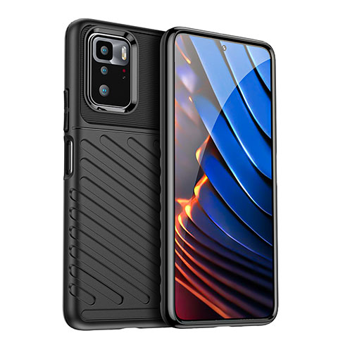 Silikon Hülle Handyhülle Ultra Dünn Flexible Schutzhülle 360 Grad Ganzkörper Tasche J02S für Xiaomi Redmi Note 10 Pro 5G Schwarz