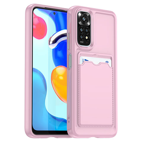 Silikon Hülle Handyhülle Ultra Dünn Flexible Schutzhülle 360 Grad Ganzkörper Tasche J02S für Xiaomi Redmi Note 11 4G (2022) Rosa