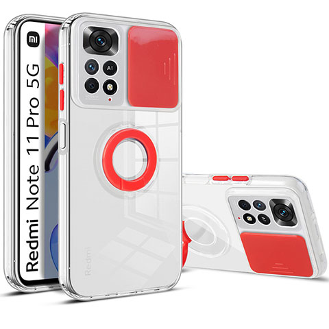 Silikon Hülle Handyhülle Ultra Dünn Flexible Schutzhülle 360 Grad Ganzkörper Tasche MJ1 für Xiaomi Redmi Note 11 Pro 5G Rot