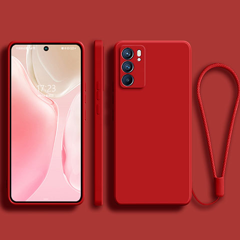 Silikon Hülle Handyhülle Ultra Dünn Flexible Schutzhülle 360 Grad Ganzkörper Tasche S01 für Oppo Reno6 5G Rot